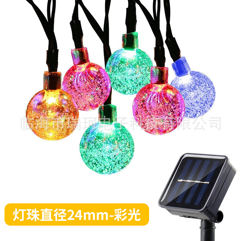 LED solar burbuja bola Cadena de luz al aire libre transparente cuentas redondas luces de Navidad jardín camping luces decorativas