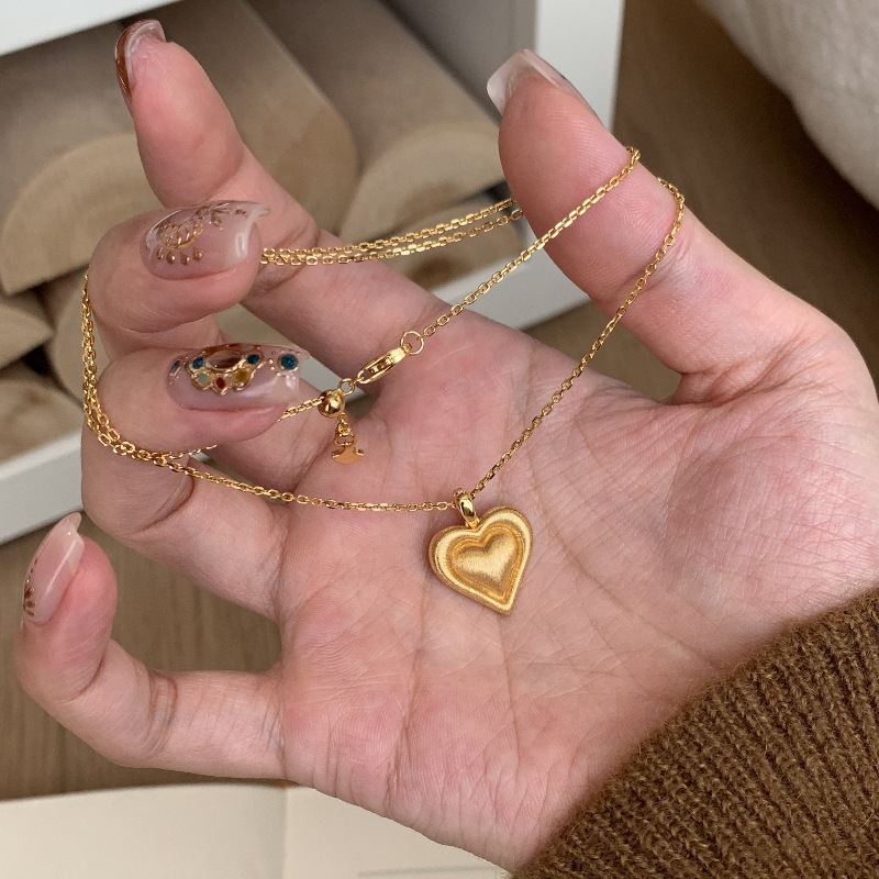Copper Material Wholesale Jewelry Retro Heart Shape Copper Plating Earrings Necklace Cable Chain
