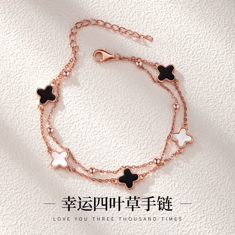 Lucky Bracelet Plated Sterling Silver Light Luxury Ins Niche Design Jewelry Rose Gold Girlfriend Girls' Bracelet 2025 New Style