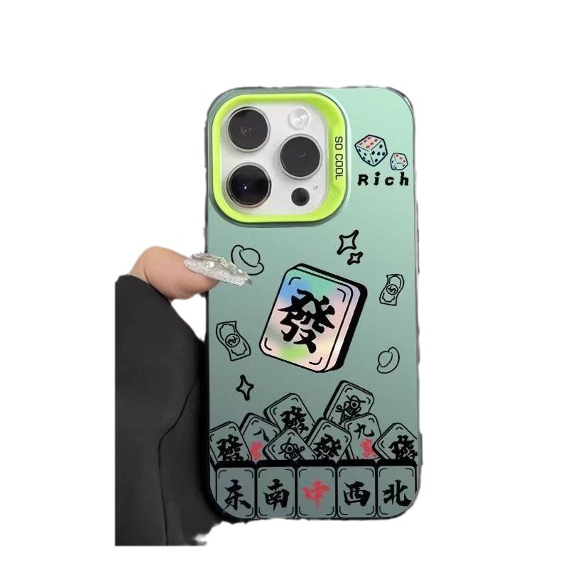 Fa Cai Mahjong para iPhone 16 funda para teléfono móvil Apple 15promax/14 anti-caída 13pro12 nuevo 11xr
