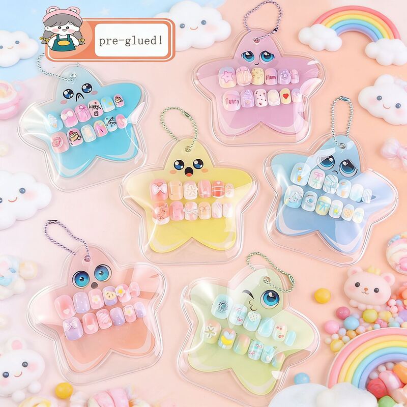 Cross-Border New Dopamine-Themed Cartoon Wearable Nails for Children, Detachable 3D Cute Nail Art Handmade Nail Pieces Cross-Border New Dopamine-Themed Cartoon Wearable Nails for Children, Detachable 3D Cute Nail Art Handmade Nail Pieces