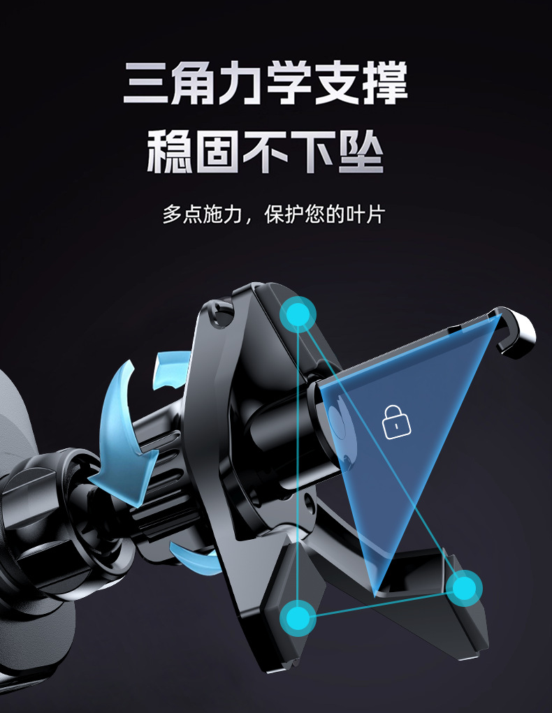 New foldable car phone holder with a 90-degree rotating base, comes with a fast-charging cable and supports phones without wireless charging capabilities
