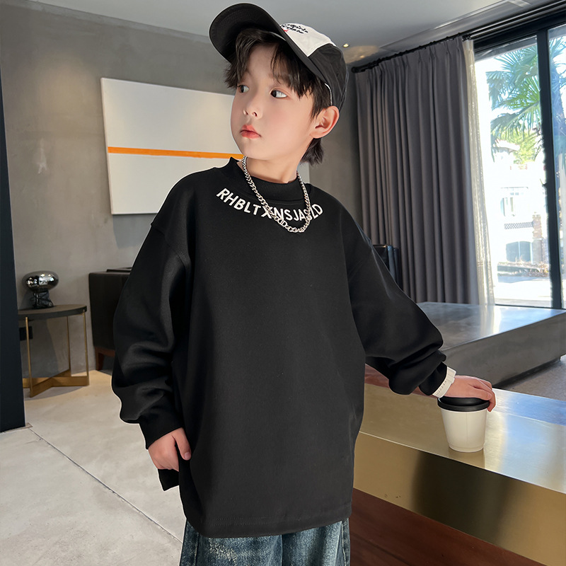 Maglietta a maniche lunghe per bambini Primavera e 2024 Nuova maglietta per bambini di taglia media e grande, stile western alla moda_voghion.com