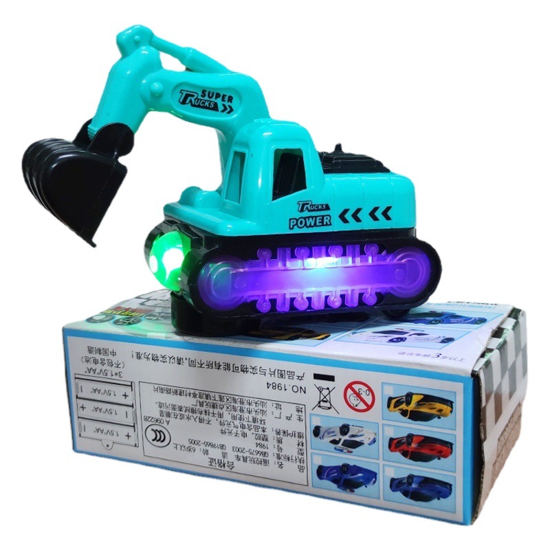 Coche de juguete para niños música eléctrica luminosa Universal ingeniería coche dibujos animados excavadora puesto al por mayor mercado nocturno