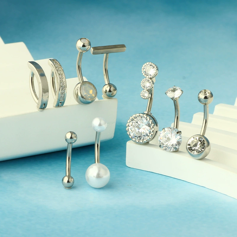 Belly button piercing, classic physiological set stainless steel, Amazon, 9 pieces, (Physicals)