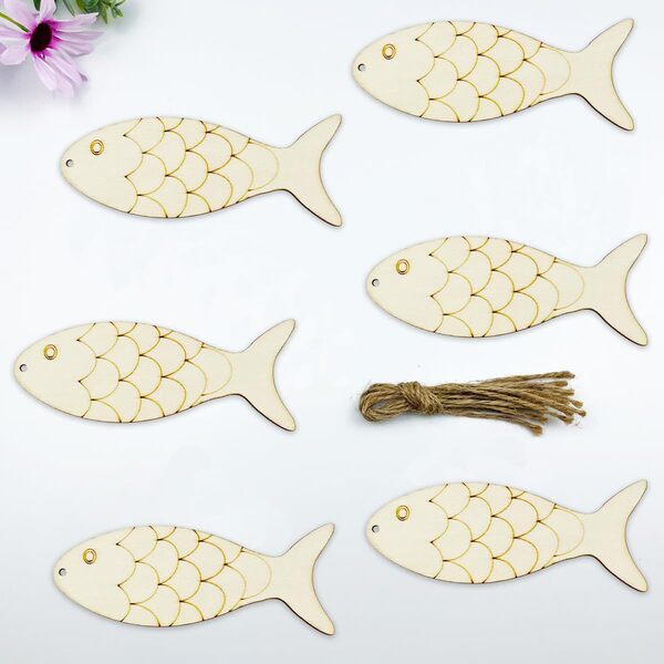 30 unfinished fish -shaped wood hollow fish and wood DIY crafts…