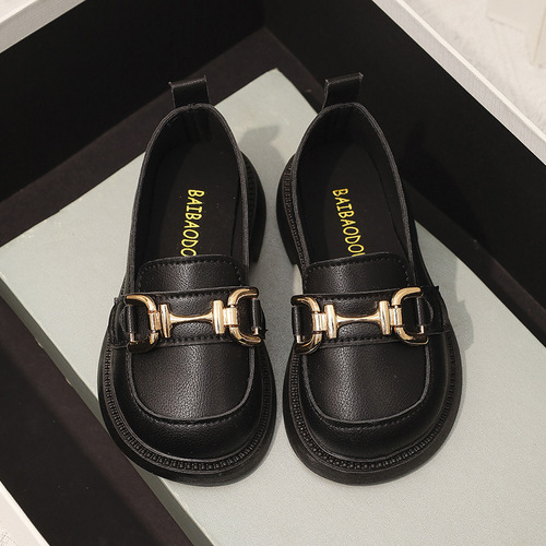 Girls 'small leather shoes in spring and autumn New style children's soft sole and soft face princess shoes for small and medium children, girls' black single-layer shoes