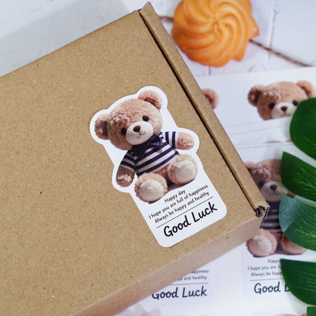 60枚小熊感谢封口贴纸用于礼品包装烘培信封飞机盒装饰标签现货