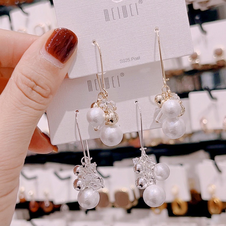 美薇简约气质耳饰小清新透明流苏耳钉个性时尚巴洛克风耳环女批发