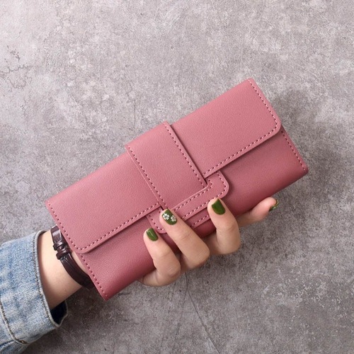  New Women's Long Wallet Tri-fold Clutch Multifunctional PU Leather Bag Korean Style Simple Fashion Wallet