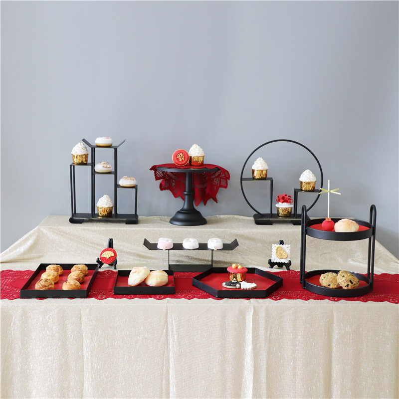 Postre de la boda china decoración mesa soporte de exhibición placa de la torta del hogar creativo decoración suave estante de almacenamiento image 19