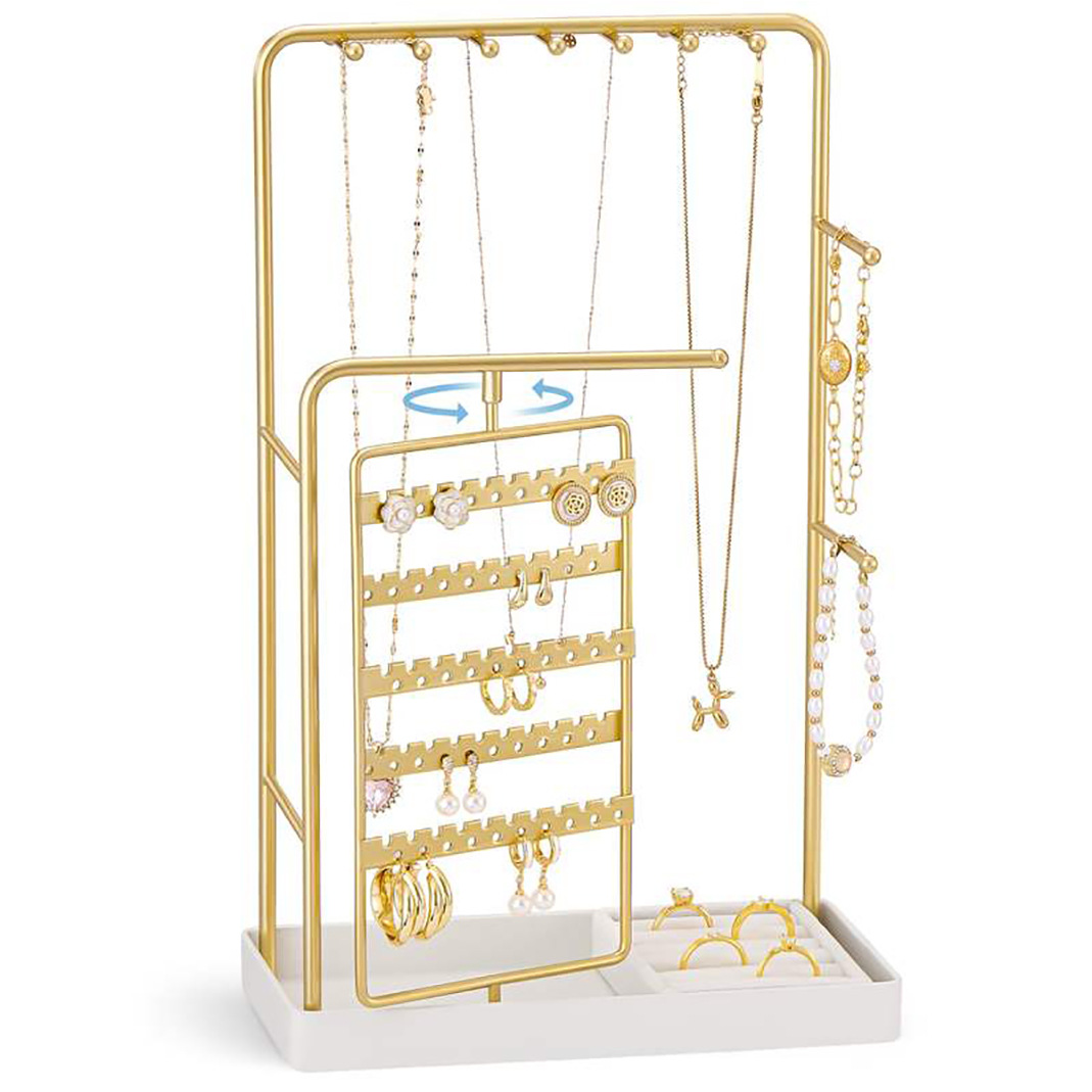 Cross-Border New Product 5-Layer Bracelet Display Stand T-Bar Shape Gold-Colored Iron Piece with Base Jewelry Storage and Display Stand