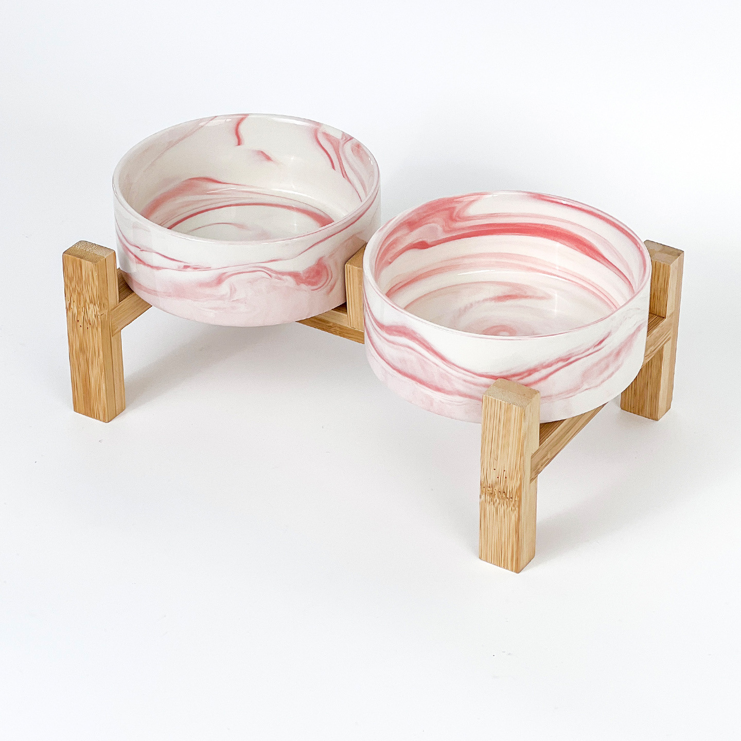 Mascota perro comida tazón gato tazón de cerámica gato tazón aumento de bambú marco protección columna cervical beber tazón anti-golpe