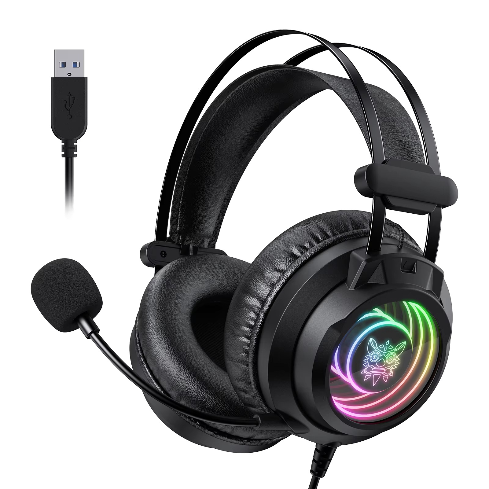 Onikuma X80 Headphones Laptop Gaming Infinity Mirror Cable 7.1 Surround Sound Headphones Noise Cancelling Earphones