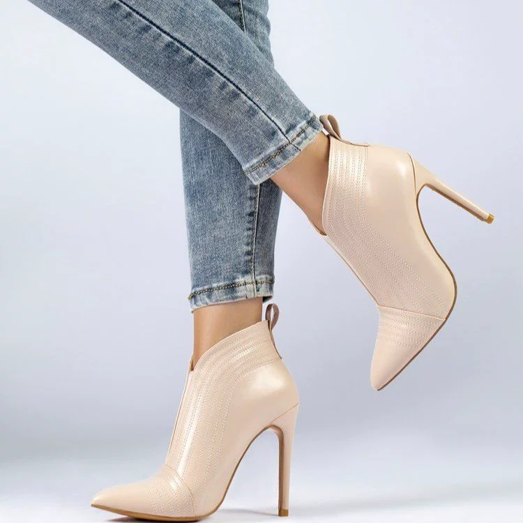 跨境高跟尖头欧美风切尔西靴2025秋季纯色增高外穿短筒时装靴现货