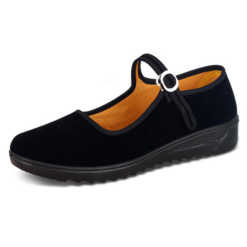 Wholesale shoes, old Beijing cloth shoes for women, black belt women's shoes, work shoes, wedge heels, middle-aged and elderly mother's cloth shoes