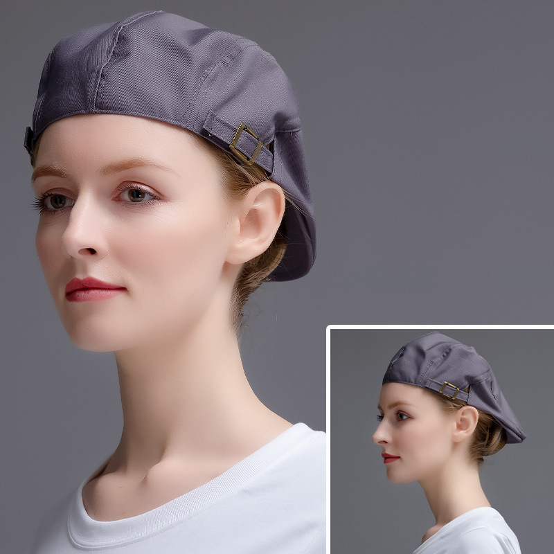 Nueva boina de vaqueros sombrero de cocinero camarero sombrero de trabajo sombrero de frente sombrero de boina de restauración mujer bordado personalizado