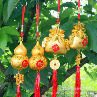 Golden Gourd Blessing Bag Small Pendant Gold Plated Plastic Plant Bonsai Decoration Festive Supplies Housewarming New Year