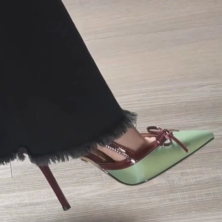 Bow-Knot Stiletto Sexy Toe-Cap Sandals for Women, Designer Style, Small Fragrance Style, Internet Celebrity High Heels for Women, 2024 Spring New Style, Summer