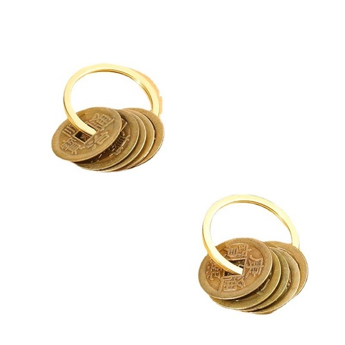 Five Emperors Coin Keychain Ancient Qing Dynasty Five Emperors Copper Coin Kangxi Shunzhi Jiaqing Qianlong Yongzheng Golden Keychain