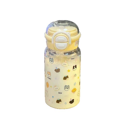 2025 Plastic Cup for Girls, Summer Water Cup, Portable for Outdoors, Dual Straw, Cute Student Cup, Fashionable