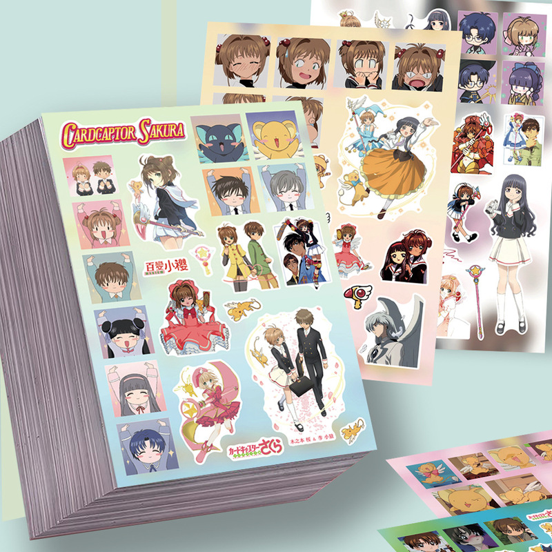 8 Sheets of Magical Girl Sakura Cut Film Stickers, High-Value Graffiti Popular Ins Style Handbook Material Waterproof Stickers