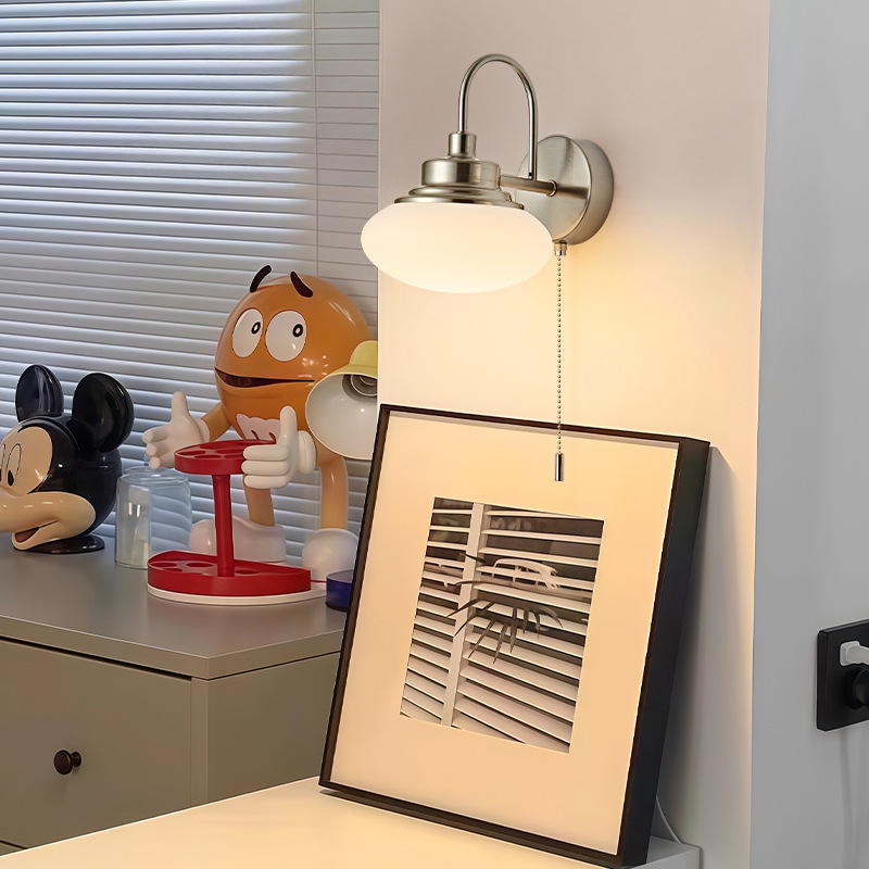 Viento de nuez de estilo japonés lámpara de pared de fondo retro dormitorio cables colgantes modernos lámparas de fondo chino pared