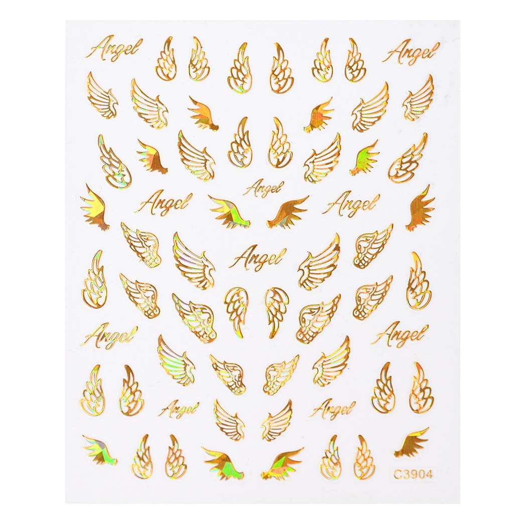 Cross-border Hot-selling Star Moon Nail Art Stickers Star Moon Wings Feather Pattern Adhesive Self-adhesive Nail Decorative Decal
