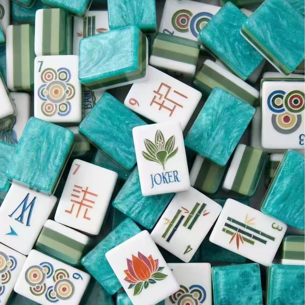 Supply of foreign trade mahjong, olive green marble mahjong, American mahjong, acrylic 4-layer mahjong