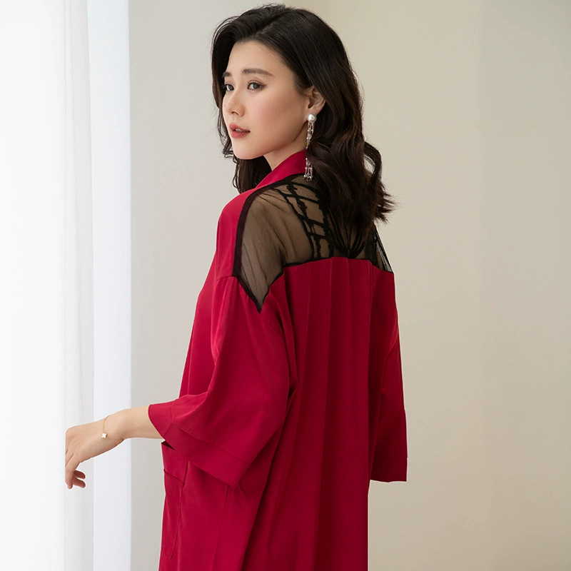 2024 новая ночная юбка женская весна осень ледяной шелк сексуальный тонкий парень ветер белая рубашка средняя длинная шелковая пижама