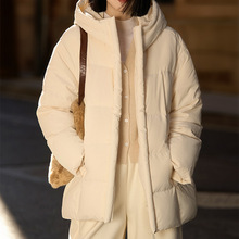 高级感连帽鹅绒服 95白鹅绒中长款外套 平湖女装2025冬季新款女款