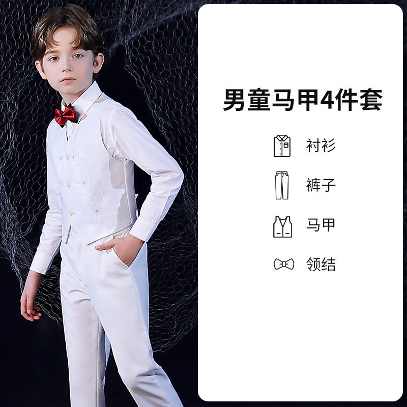 Vestido de los niños niño niña de las flores chaleco traje de piano traje de rendimiento traje de niño pequeño traje de otoño nuevo