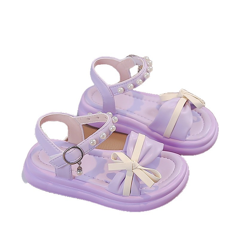 Niñas sandalias versátiles 2026 verano nuevo niño suave zapatos de playa de aire extranjero zapatos de princesa de perla para niños grandes image 6