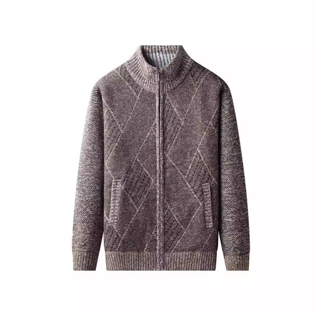 Autumn and Winter Thick Men's Stand up Collar Zipper cardigan Korean Edition Trendy Knitted Sweater_voghion.com