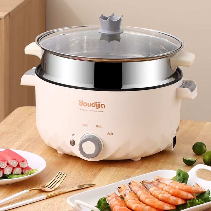 Olla eléctrica para estudiantes de dormitorio, olla eléctrica pequeña para el hogar, sartén eléctrica, olla integrada para cocinar fideos, olla eléctrica, multifuncional image 10