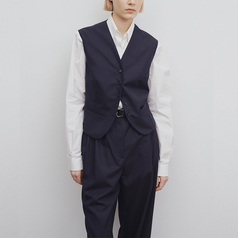 European and American Style Row Vest for Women, Minimalist Sleeveless Outerwear, Vest Jacket for Spring and Autumn