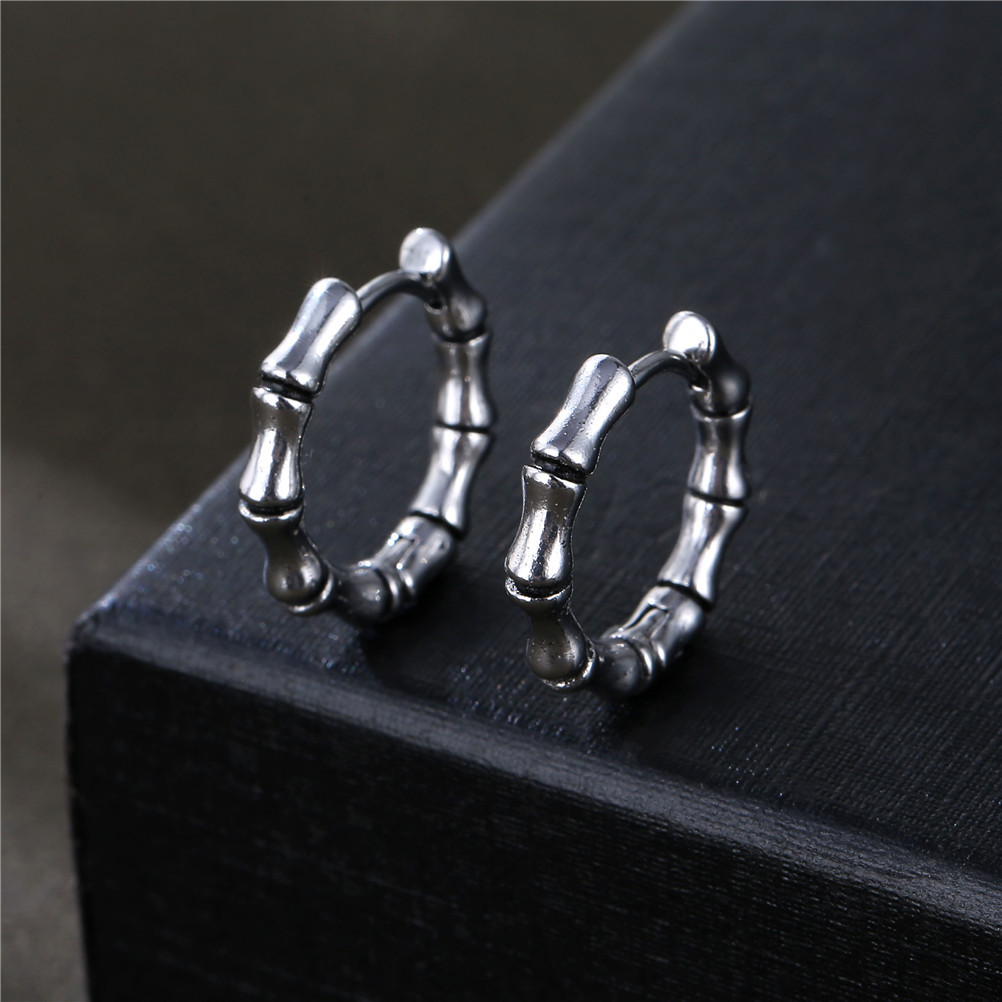 1 Piece Fashion Bamboo Titanium Steel Plating Men's Earrings display picture 2