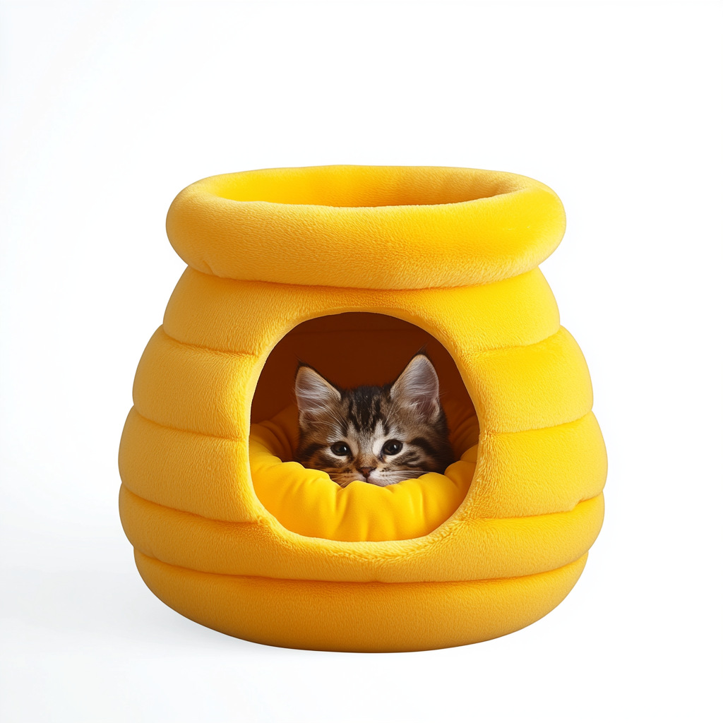 Bee jar gato nido productos de mascotas transfronterizos desmontables y lavables invierno nido redondo felino grueso y calentado medio rodeado