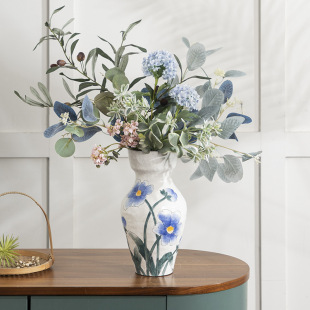 Ceramic Vase Hand-Painted Modern Simple Flower Arrangement Vase Green Plant Hydroponic Flower Device Home Decoration Vase Ornaments