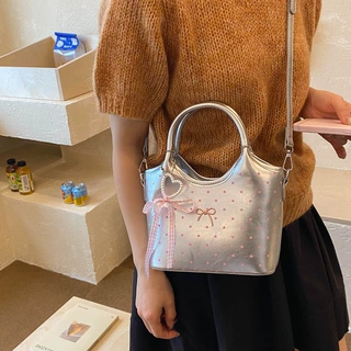 波点蝴蝶结手提包包女2026新款小众手提腋下包少女甜美单肩斜挎包