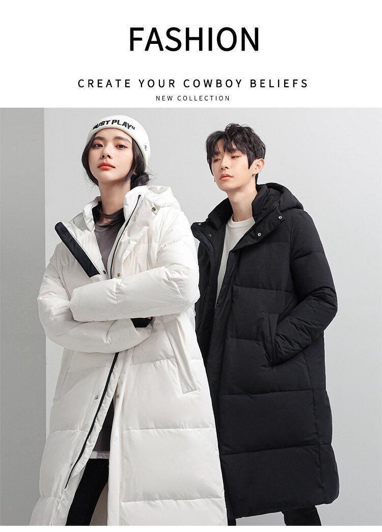 Men's Padded Coat Mid-length Thickened White Duck Down Jacket_voghion.com