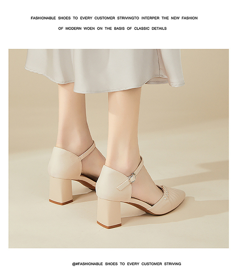 Sandal cao gót nữ quai ngang gót vuông ổn định kiểu Pháp 2025 — 4624102001m màu, 4624102001 màu đen chi tiết 5