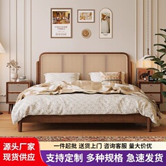 法式中古全实木床北欧复古现代简约1.8米主卧双人床1.5米小户型床