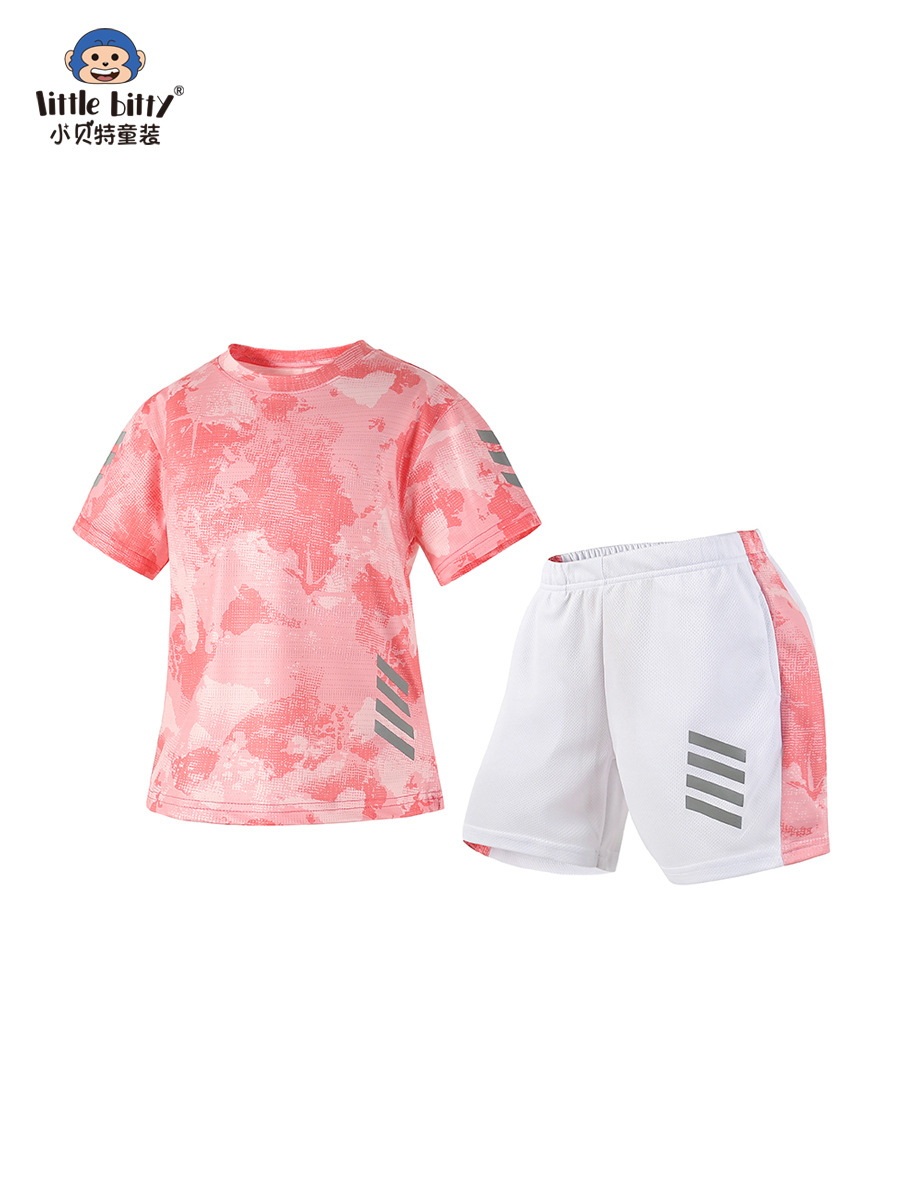 2025 Children's Summer New Short-sleeved Shorts suit Girls Quick-drying Two-piece Children's Sports Clothing
