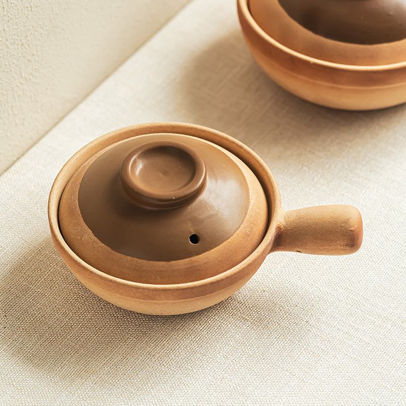 Japanese Style Ceramic Casserole Pot Household High Temperature Resistant Pot Rice Stew Pot Soup Pot with Lid Single Handle Stew Pot Tableware