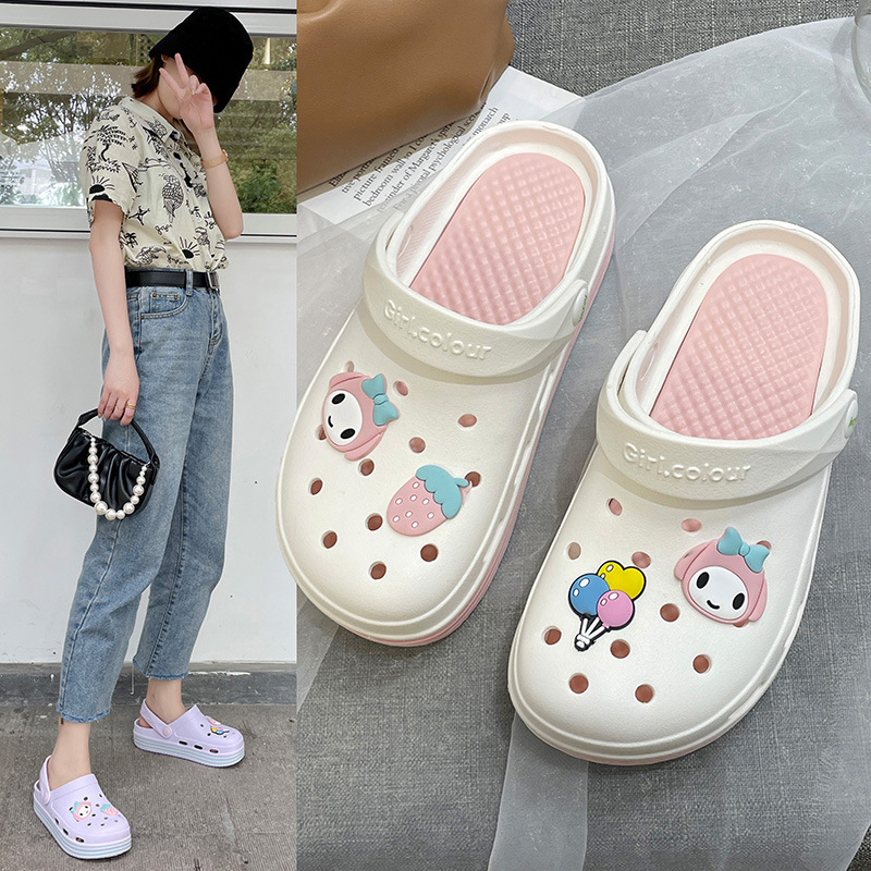 Eva洞靴女性夏かわいい外着少女心潮滑り止め看護師通勤バッグビーチ頭サンダル卸売り|undefined