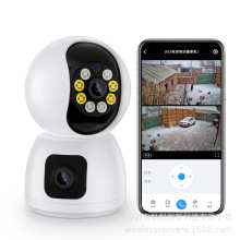 双镜头双画面枪球联动摄像头360全景家用无线wifi监控器摇头机