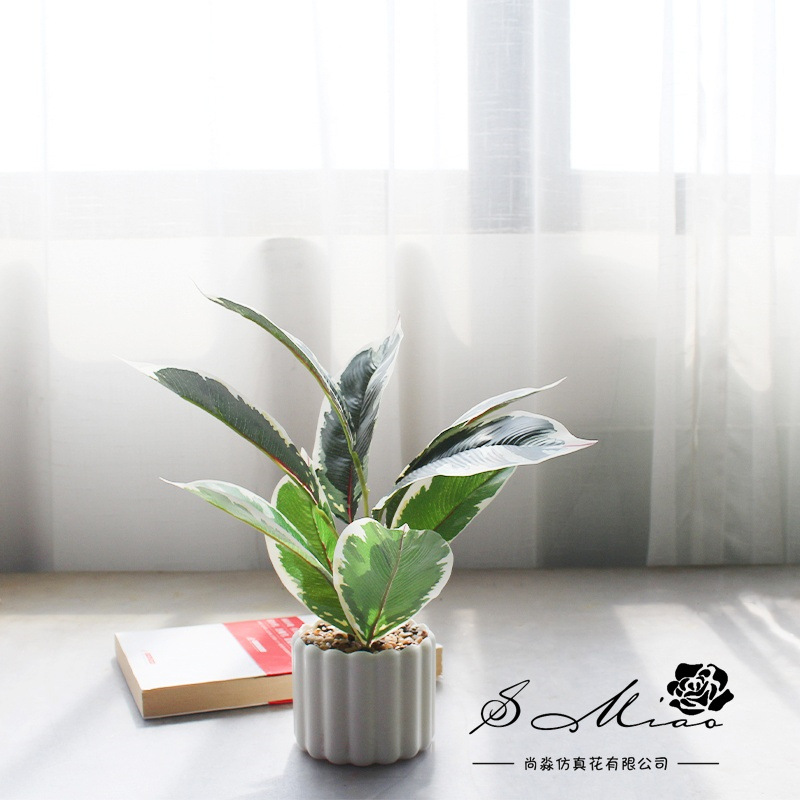 Simulación de hojas de banyan pequeñas decoraciones creativas bonsai fabricantes de decoración directa de plantas verdes artificiales falsas flores falsas de maceta de simulación image 9