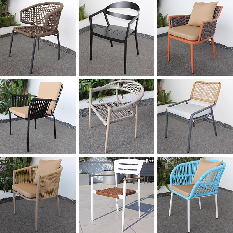 Sillas al aire libre nórdicas patio al aire libre villa silla de jardín silla de relajación silla de comedor de aluminio de caña