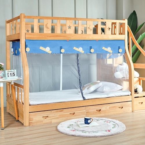 Wholesale mother and child bed mosquito net bottom bed for 1.2m 1.35m 1.5m without installation double door trapezoidal home high and low bed